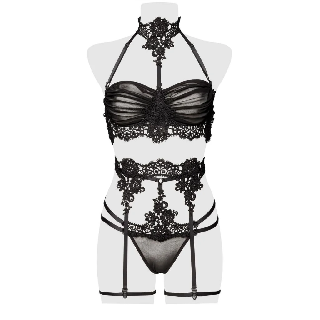 Erotikset mit Strapsgürtel und BH aus transparentem elastischen Netz von Grey Velvet , Dessous, Lingerie, Reizwäsche, sexy, erotisch, kaufen