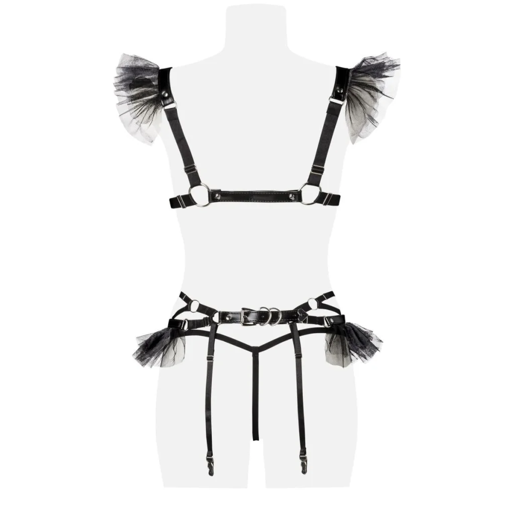 Erotikset mit Tüllärmelchen Strapsgürtel und Kunstleder Holster von Grey Velvet , Dessous, Lingerie, Reizwäsche, sexy, erotisch, kaufen