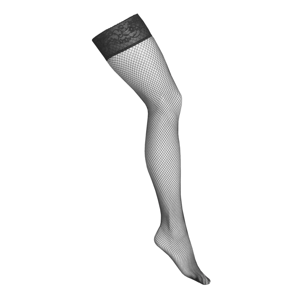halterlose Netzstrümpfe H014 Fishnet Hold-ups in Schwarz von KOTEK