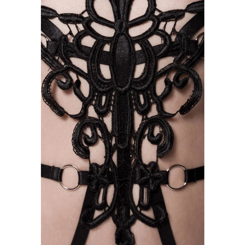 Harness-Set Ouvert mit Häkelspitze Multistrap und Choker von Grey Velvet , Dessous, Lingerie, Reizwäsche, sexy, erotisch, kaufen