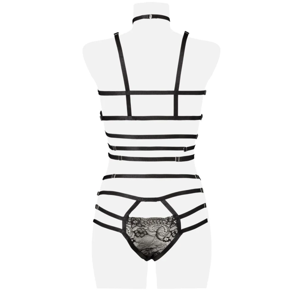 Harness-Set und Bustier mit Spitze in Schwarz von Grey Velvet , Dessous, Lingerie, Reizwäsche, sexy, erotisch, kaufen