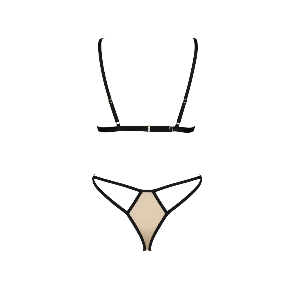 INDILA 2-teiliges BH-Set aus Satin in Gold mit Schwarz von Casmir