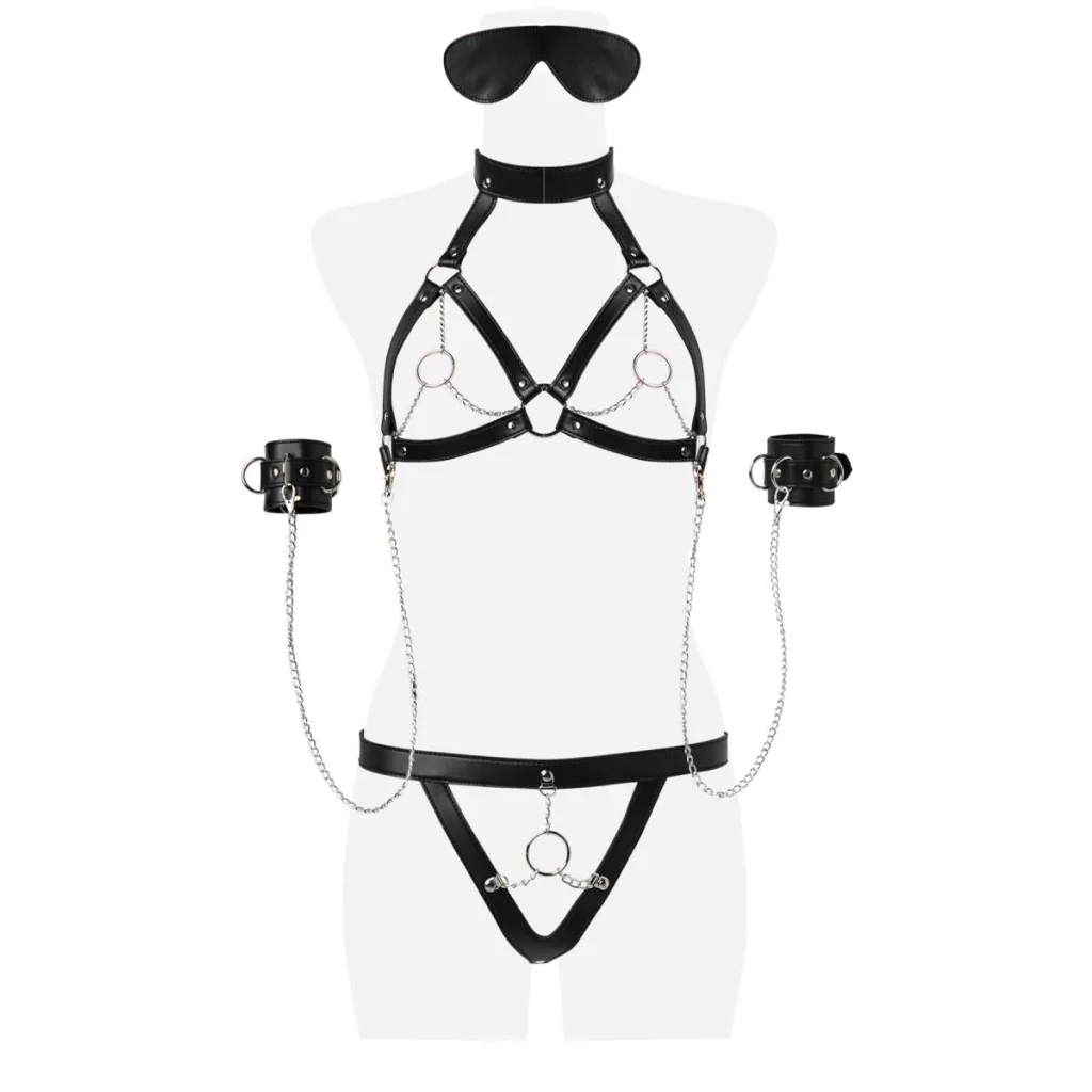 Erotiksets Ketten-BH-Set ouvert 7-teiliges von Grey Velvet Dessous Erotische Kleidung Reizwäsche