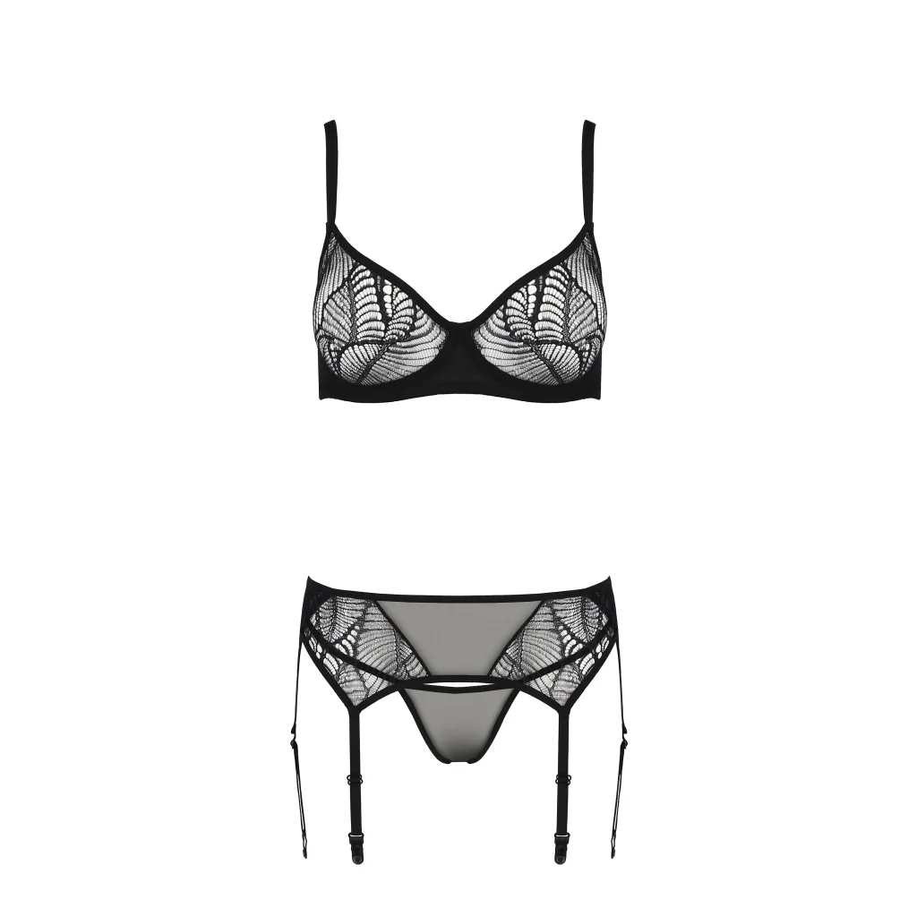 LEAFA Dessous Set mit Strapshalter in Schwarz aus PASSION eco collection