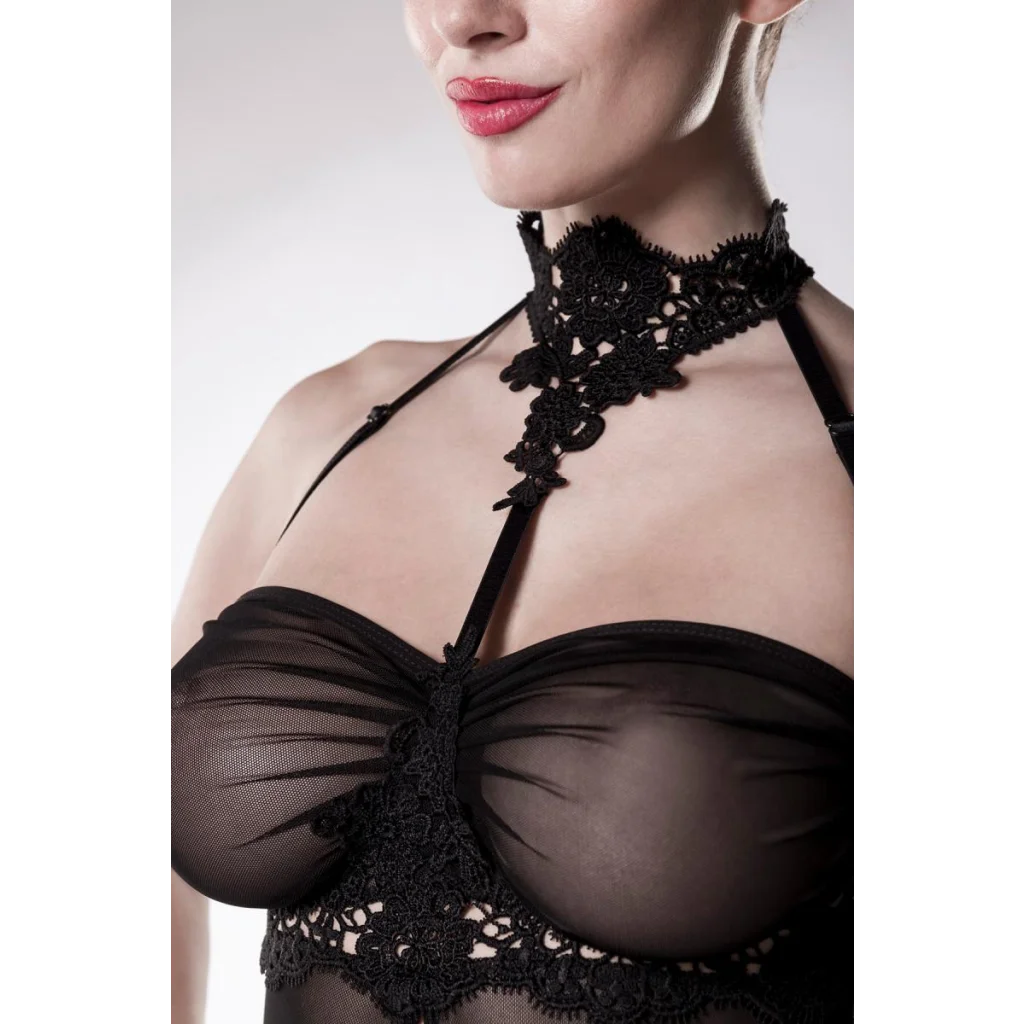 Negligé in Maxilänge aus elastischem transparentem Netz von Grey Velvet , Dessous, Lingerie, Reizwäsche, sexy, erotisch, kaufen