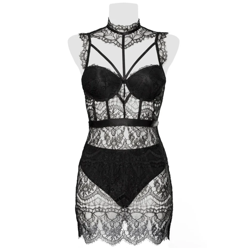 Neglige in Schwarz mit Cut-outs von Grey Velvet , Dessous, Lingerie, Reizwäsche, sexy, erotisch, kaufen