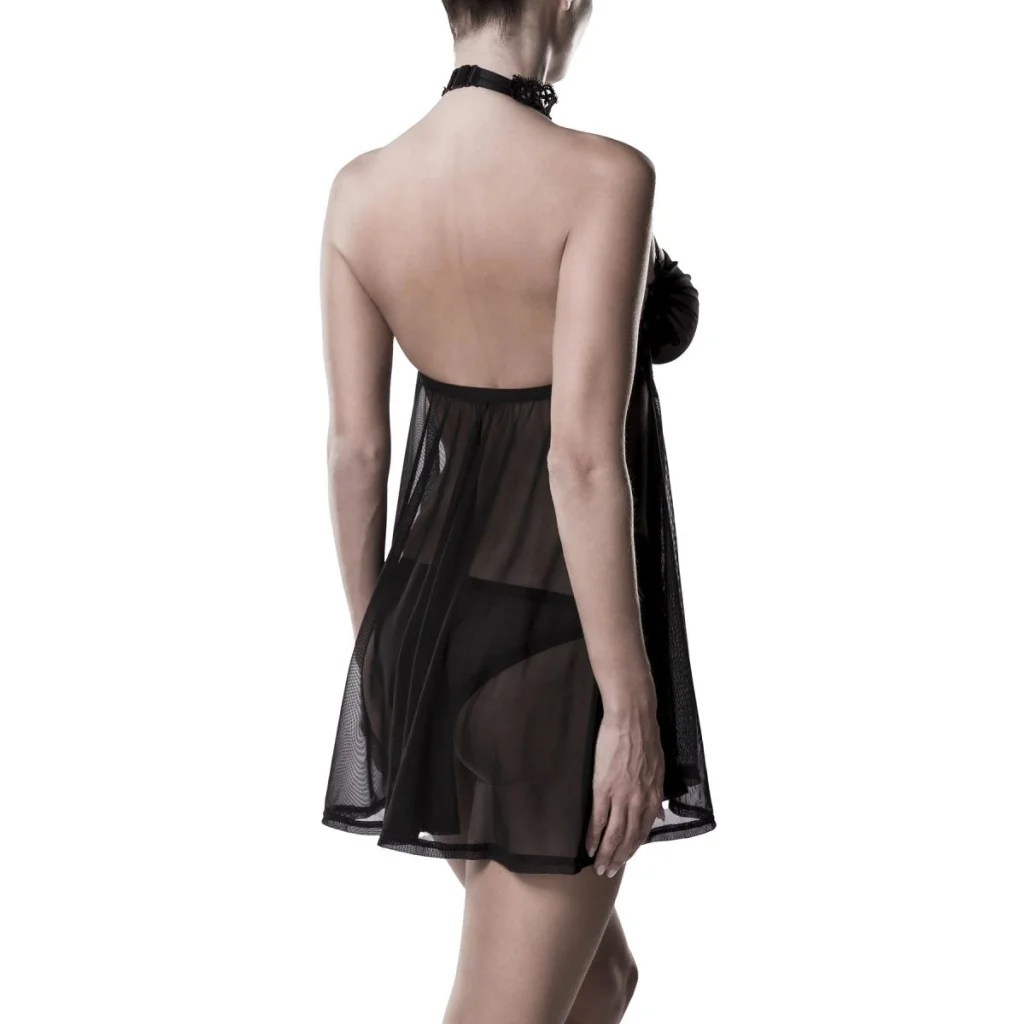 Negligé-Set aus transparentem Netz mit Neckholder von Grey Velvet , Dessous, Lingerie, Reizwäsche, sexy, erotisch, kaufen