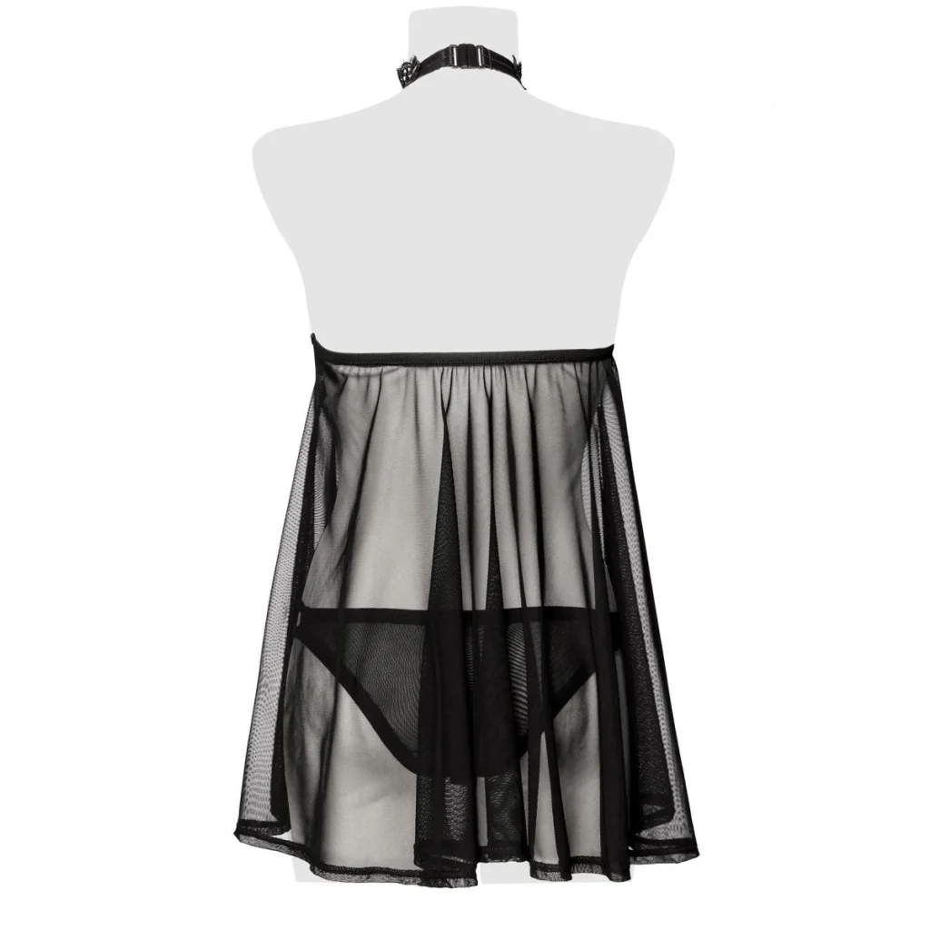 Negligé-Set aus transparentem Netz mit Neckholder von Grey Velvet , Dessous, Lingerie, Reizwäsche, sexy, erotisch, kaufen