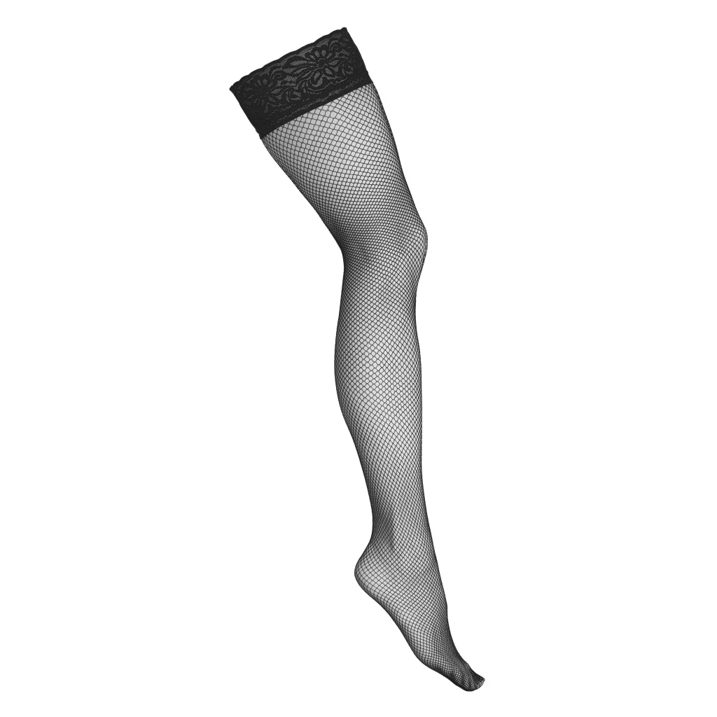 Netzstrümpfe H010 Fishnet Hold-ups in Schwarz mit Silikon von KOTEK