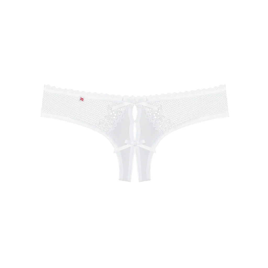 Ouverter Tanga in Weiß mit Spitze ALABASTRA von Obsessive