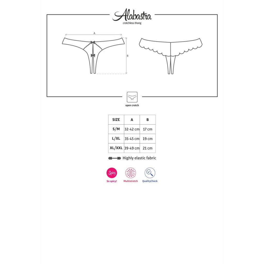 Ouverter Tanga in Weiß mit Spitze ALABASTRA von Obsessive