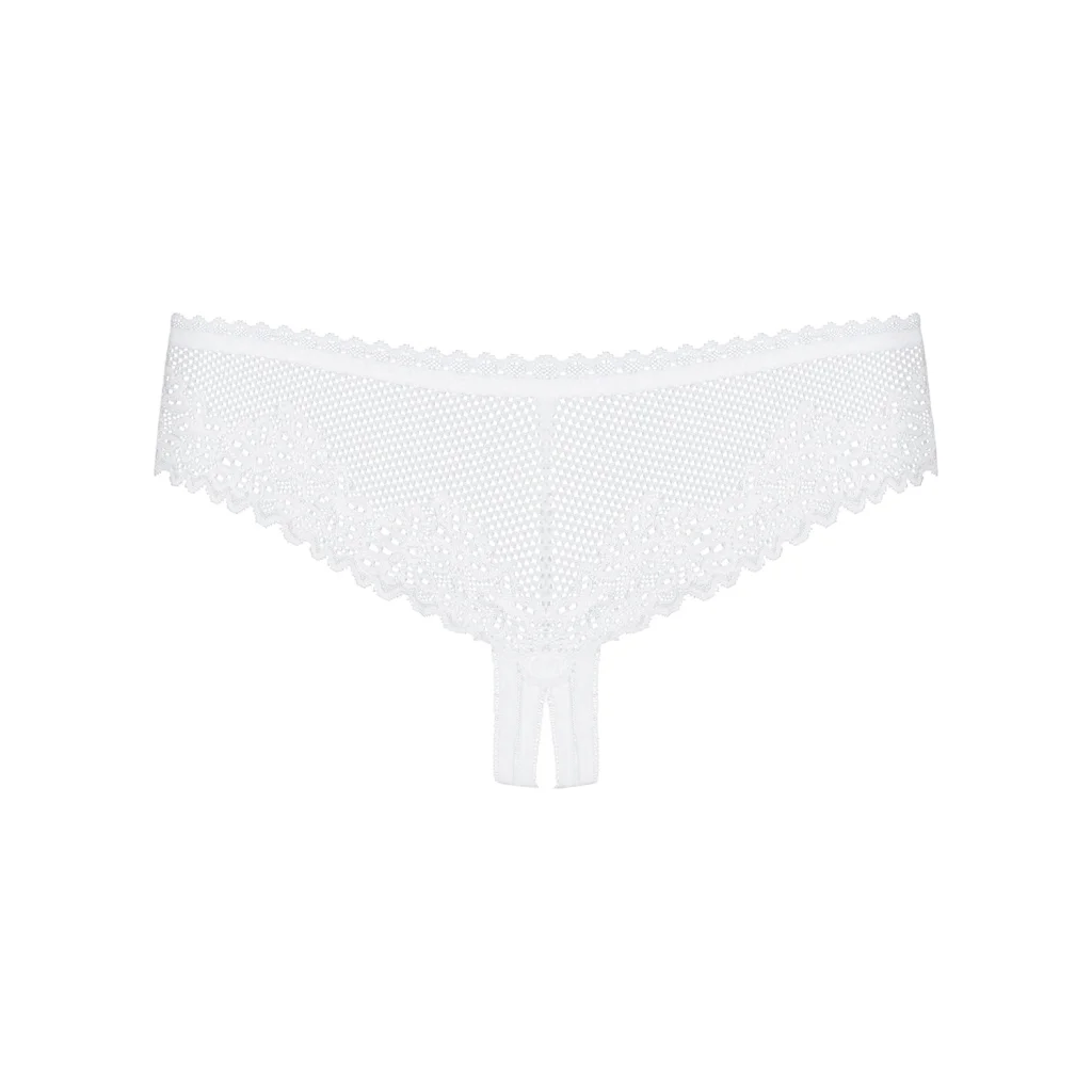 Ouverter Tanga in Weiß mit Spitze ALABASTRA von Obsessive