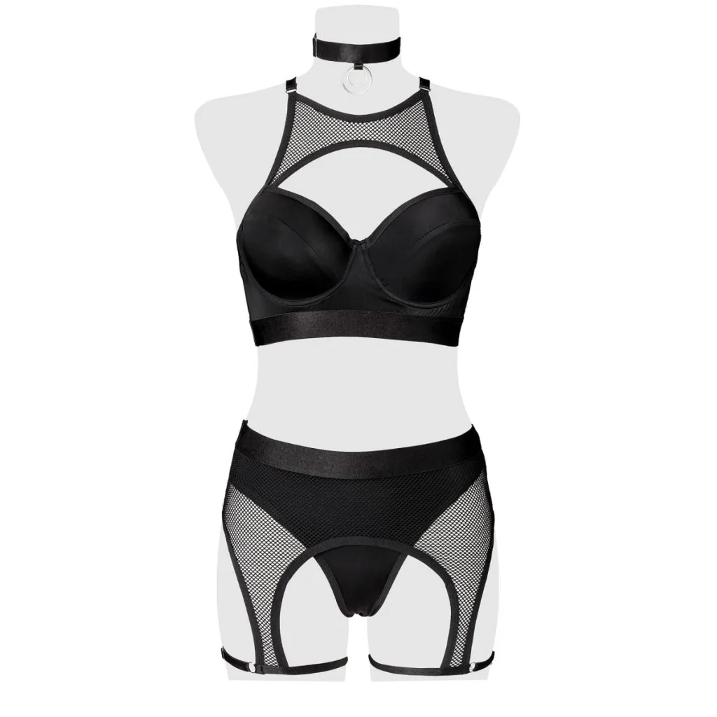 Reizwäsche in Schwarz aus Netz mit Spitze 6-teiliges Set von Grey Velvet , Dessous, Lingerie, Reizwäsche, sexy, erotisch, kaufen
