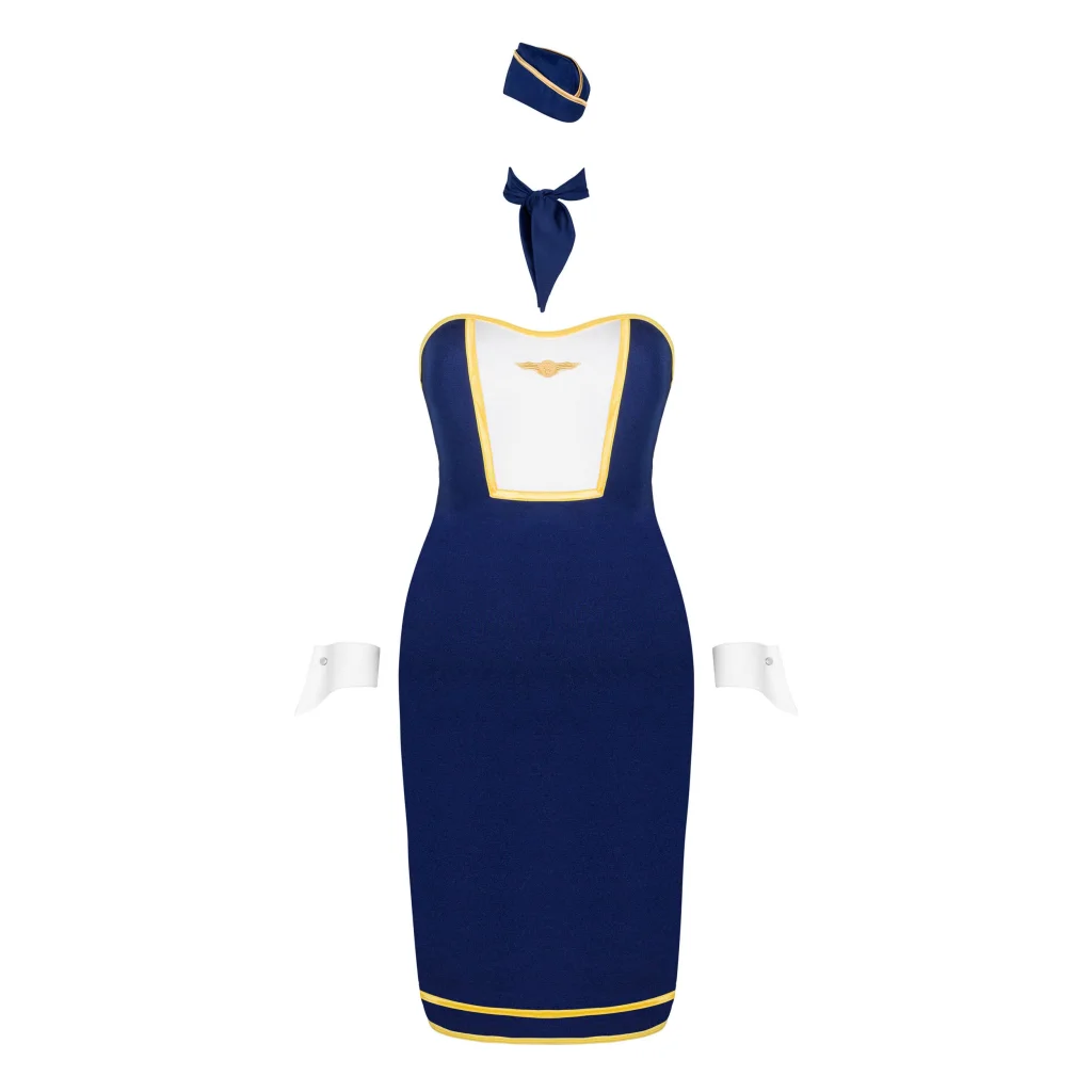 Rollenspielkostüm Stewardess Uniform in Blau und Weiß sexy Kostüm von Obsessive