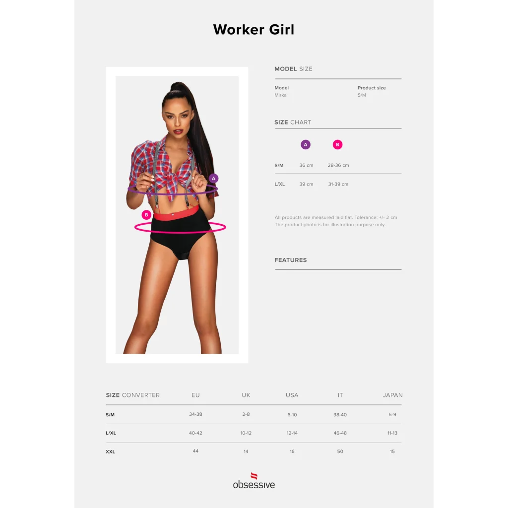Rollenspielkostüm Worker girl 3 teiliges sexy Kostüm Handwerkerin von Obsessive