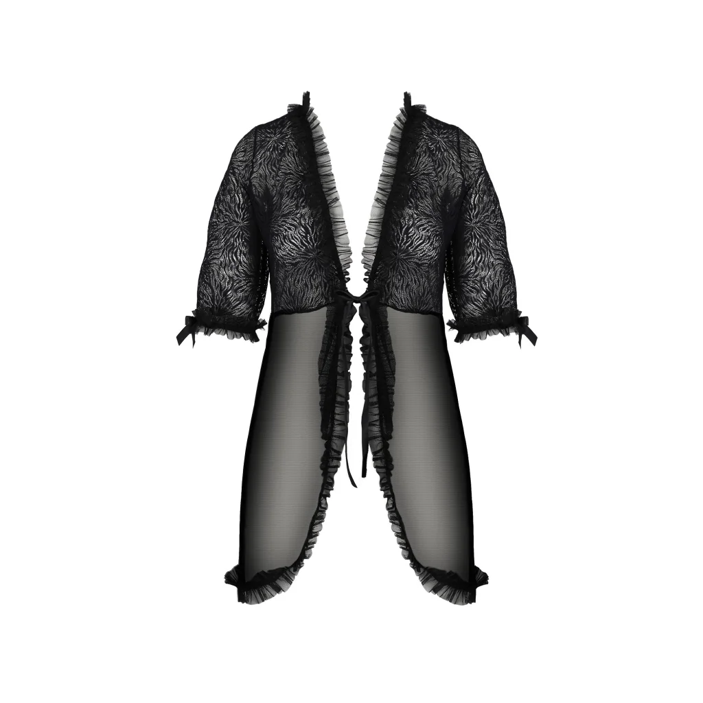 SELAGINELLA Peignoir Morgenmantel in Schwarz aus PASSION eco collection