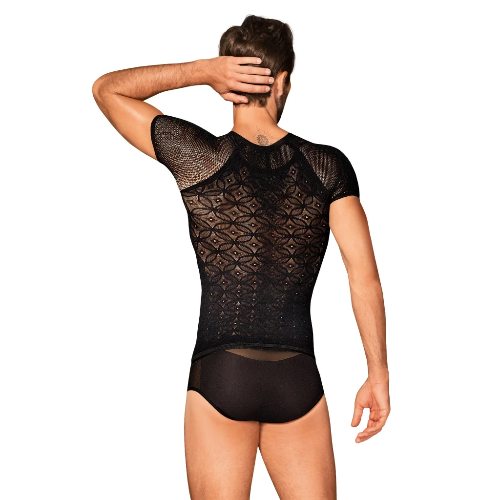 Sexy Shirt in Schwarz T102 Herrenshirt mit Muster von Obsessive , Dessous, Lingerie, Reizwäsche, sexy, erotisch, kaufen
