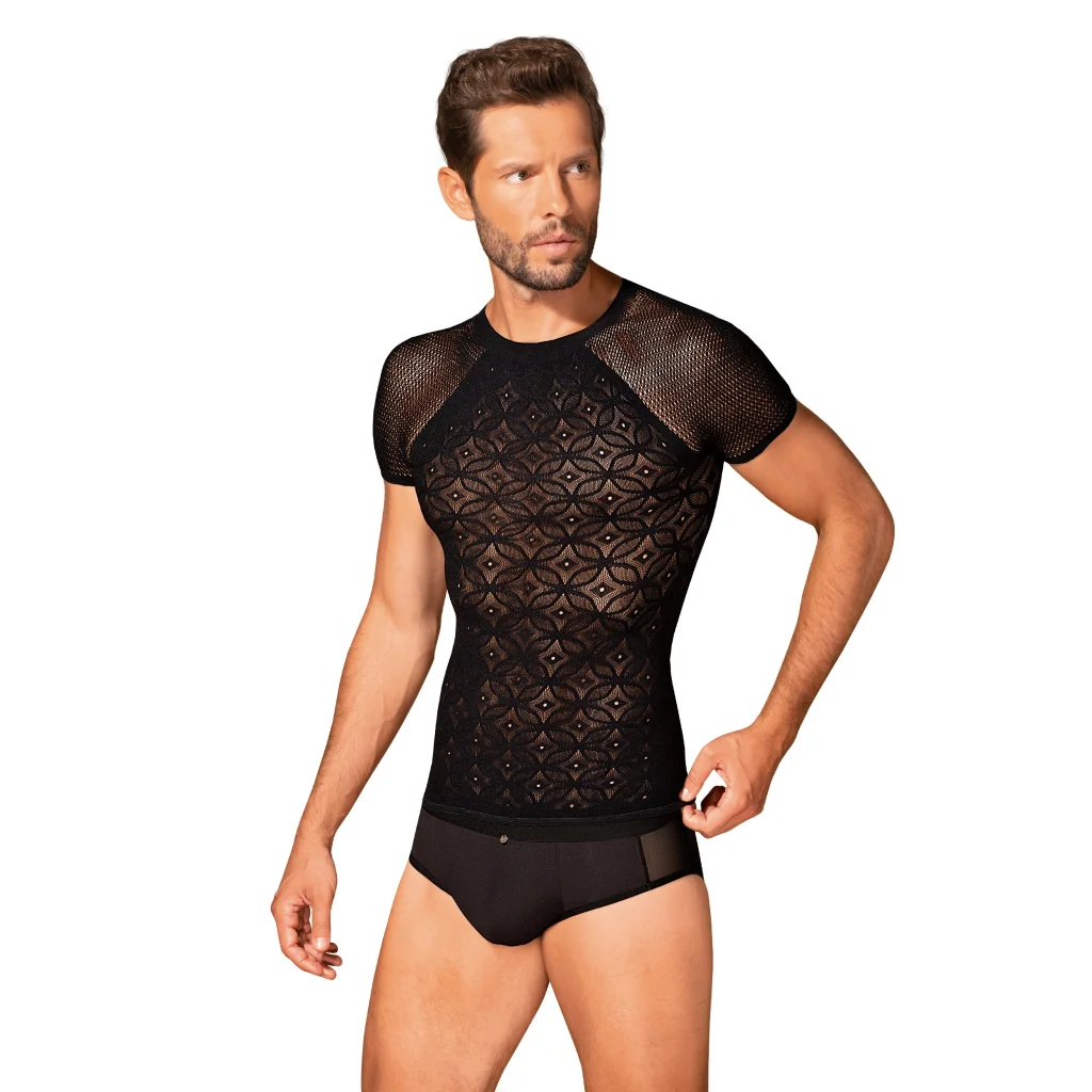 Sexy Shirt in Schwarz T102 Herrenshirt mit Muster von Obsessive , Dessous, Lingerie, Reizwäsche, sexy, erotisch, kaufen