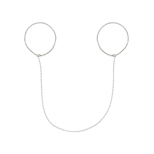 silberfarbene Handfesseln aus Kette von Obsessive