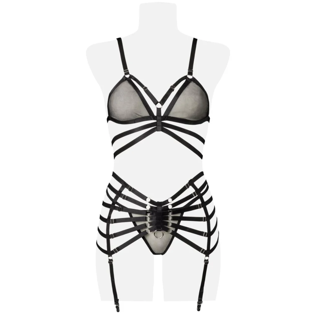 Erotiksets Straps-Bandage-Set 4-teilig mit Kette von Grey Velvet Dessous Reizwäsche