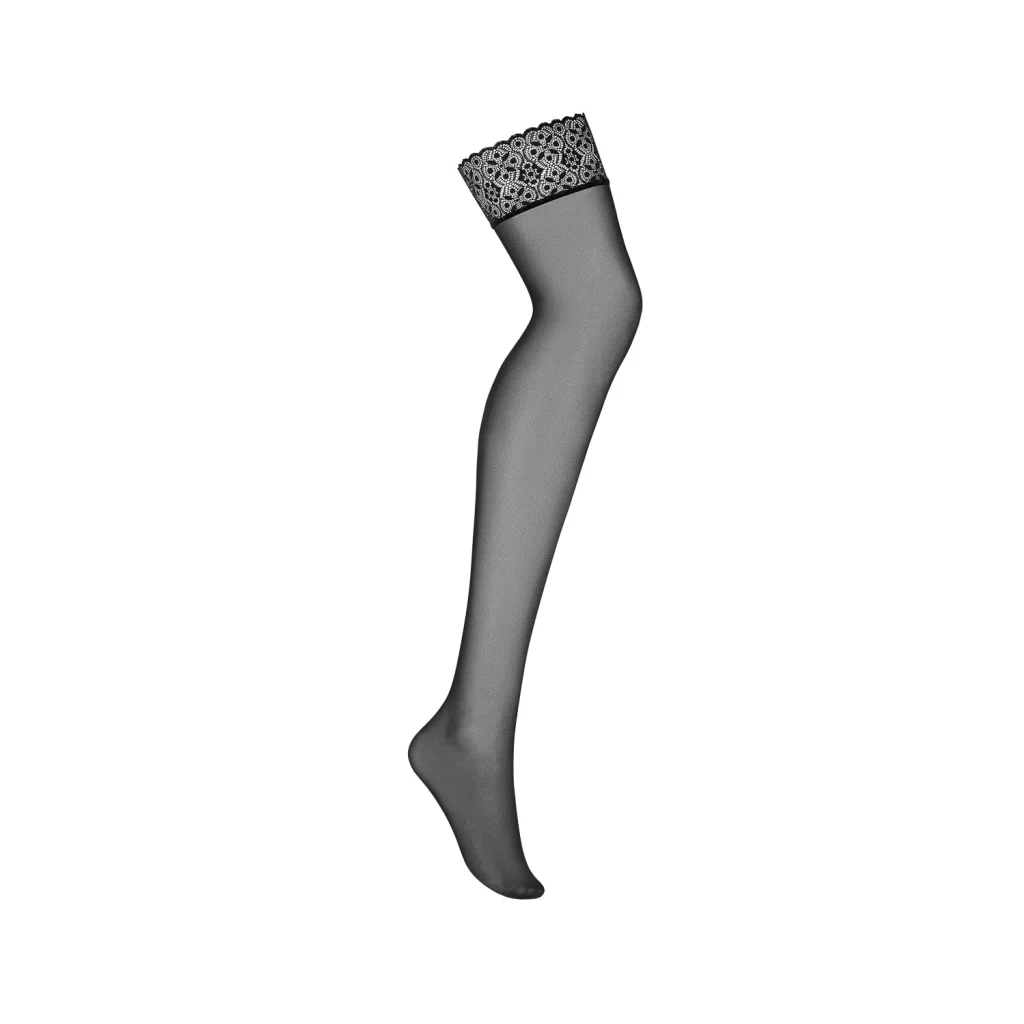 Strapsstrümpfe in Schwarz ohne Silikon 15 DEN SHIBU von Obsessive Strumpfhosen