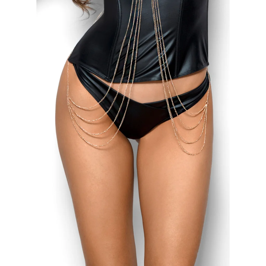 String in Schwarz aus latexähnlichem Material V-8325 von Axami Dessous