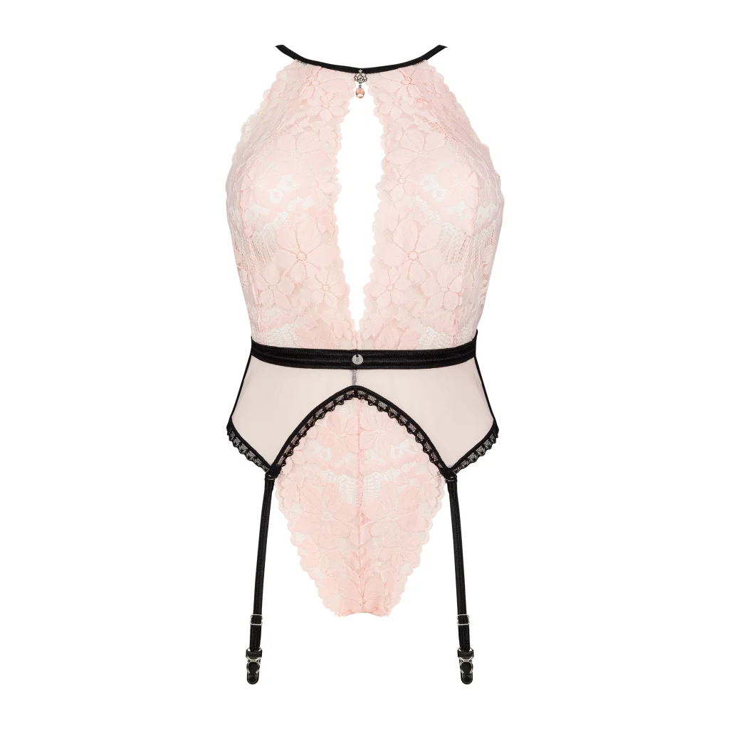 Stringbody in Pink aus Satin und Mesh LILINES Teddy Body von Obsessive