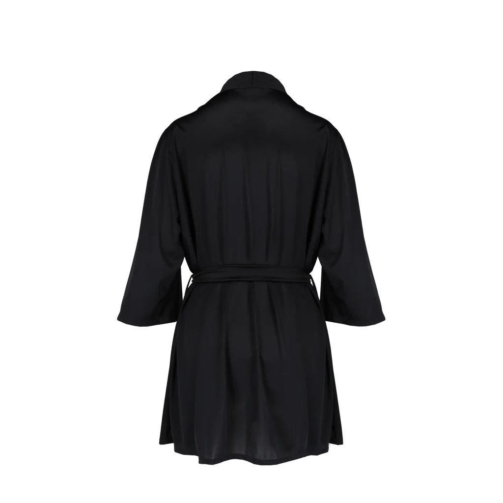 SYBILLA Peignoir / Morgenmantel aus Satin in Schwarz von Casmir