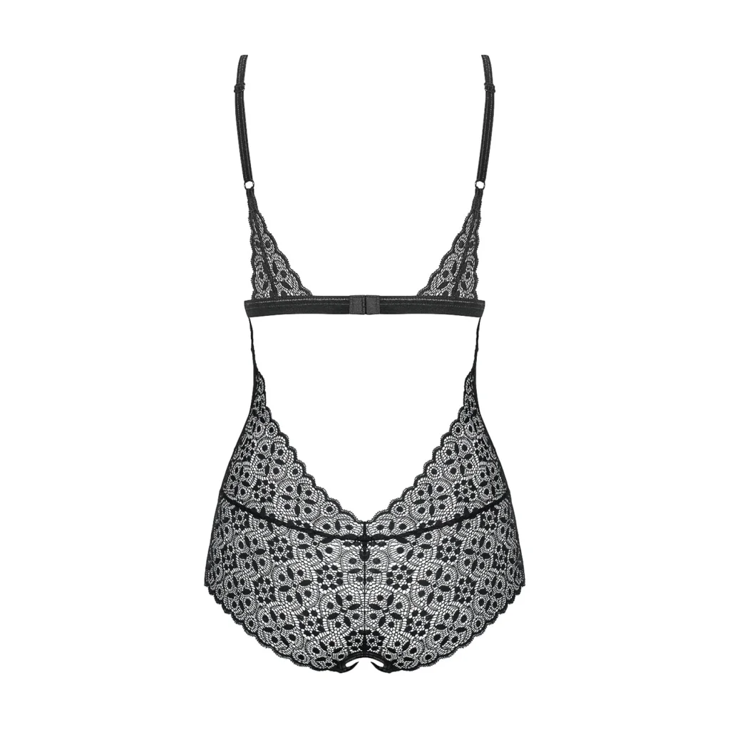 Teddy Body in Schwarz aus Mesh und Spitze ouvert SHIBU von Obsessive