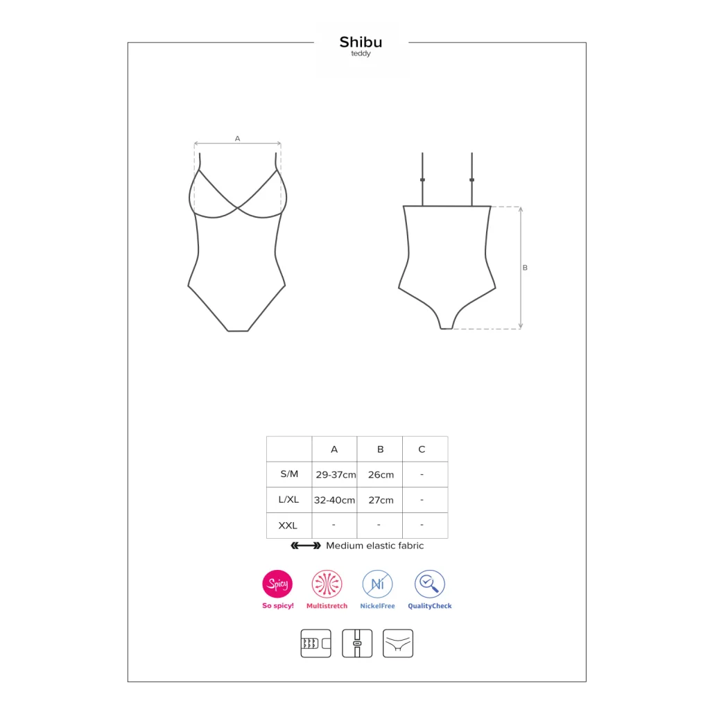 Teddy Body in Schwarz aus Mesh und Spitze ouvert SHIBU von Obsessive