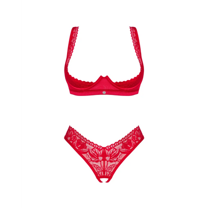 BH Set LACELOVE in Rot ouvert 2-teilig von Obsessive