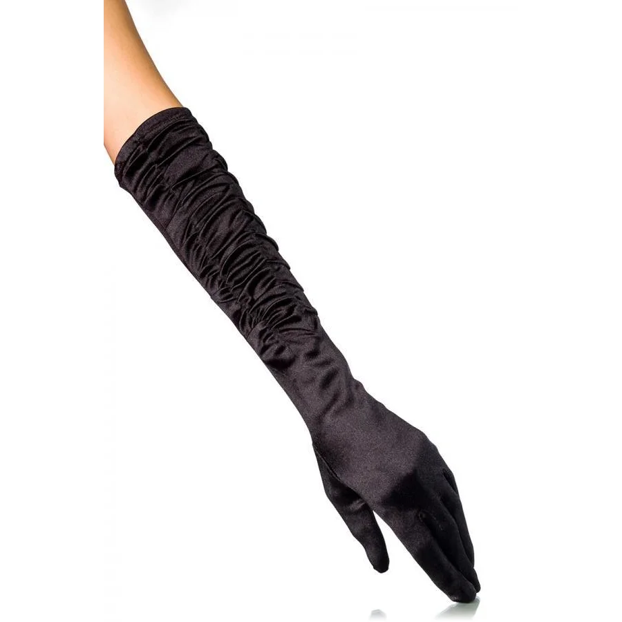 elegante Satin-Handschuhe in Schwarz , Dessous, Lingerie, Reizwäsche, sexy, erotisch, kaufen