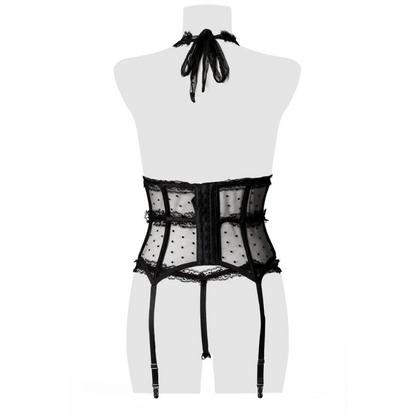 Erotik Strapsset aus Spitze in Schwarz mit Neckholder von Grey Velvet , Dessous, Lingerie, Reizwäsche, sexy, erotisch, kaufen