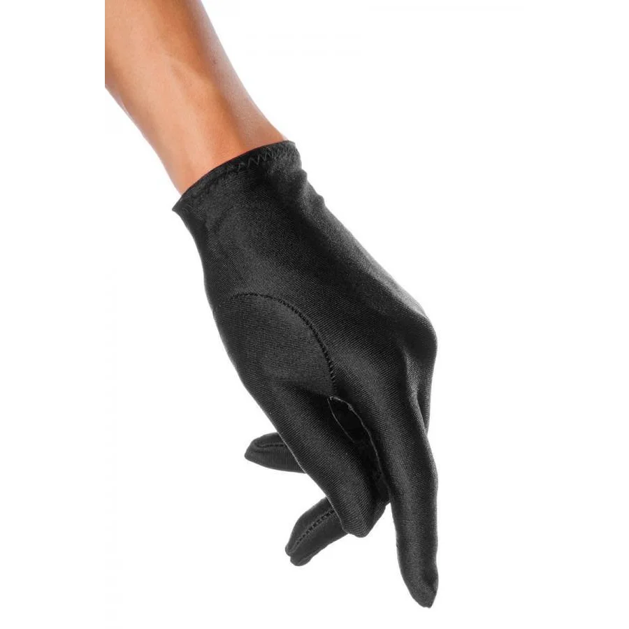 kurze Satin-Handschuhe in Schwarz