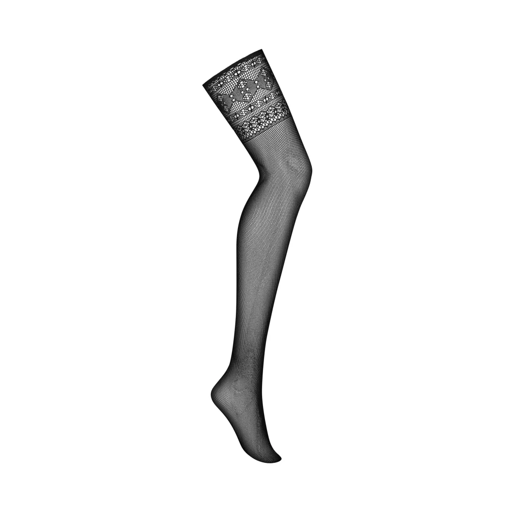 Strapsstrümpfe in Schwarz ohne Silikon S825 Stockings von Obsessive