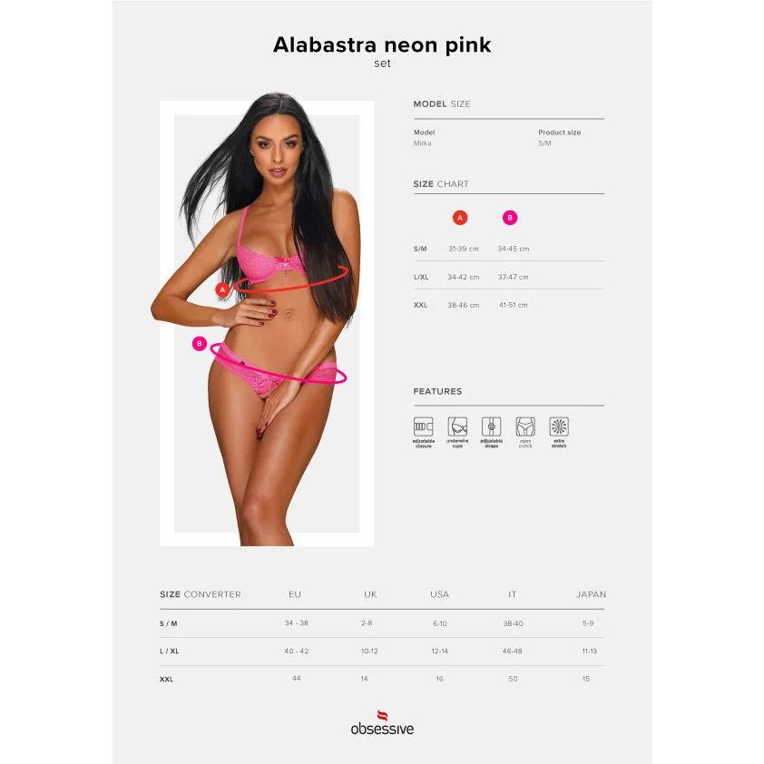 BH Set in Pink ALABASTRA 2-teiliges Set von Obsessive , Dessous, Lingerie, Reizwäsche, sexy, erotisch, kaufen