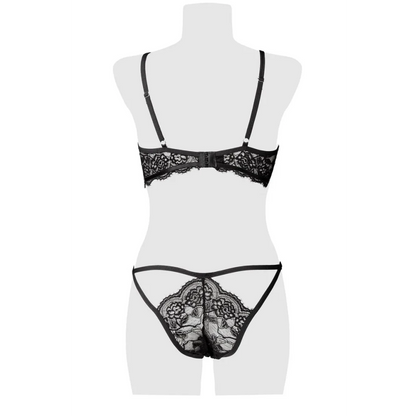 BH Set in Schwarz mit Spitze mit Zierbändern mit Slip von Grey Velvet , Dessous, Lingerie, Reizwäsche, sexy, erotisch, kaufen