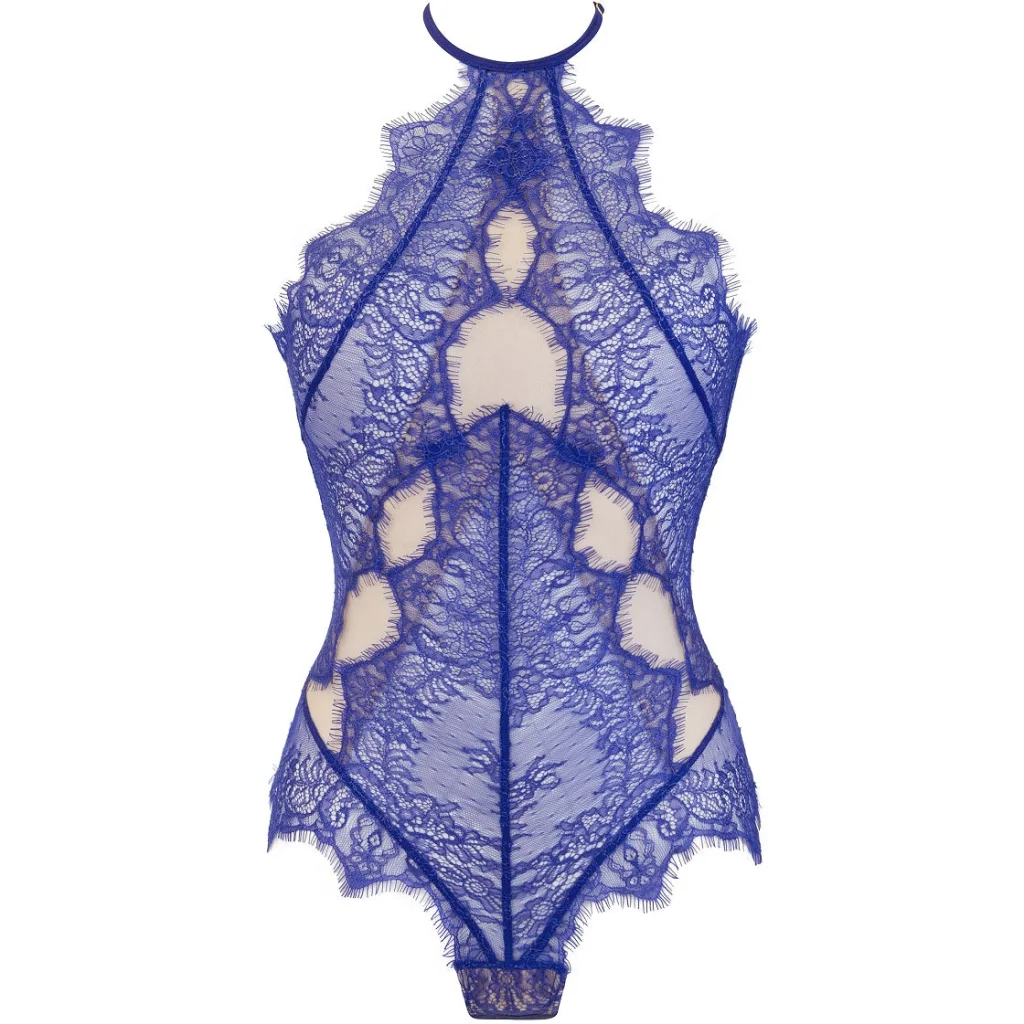 Body in Blau Stringbody aus französischer Spitze und Tüll V-9600 von Axami , Dessous, Lingerie, Reizwäsche, sexy, erotisch, kaufen