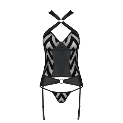 Corsage in Schwarz aus Kunstleder mit Bügeln mit String Strapscorsage Hima von Passion-Exklusiv , Dessous, Lingerie, Reizwäsche, sexy, erotisch, kaufen