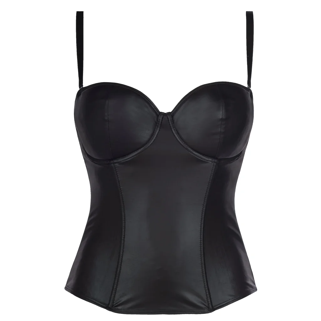 Corsage in Schwarz aus latexähnlichem Material V-8327 von Axami