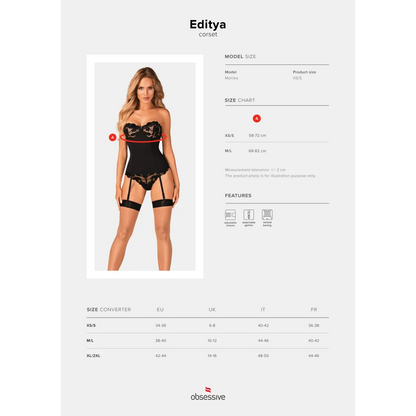 Corsage in Schwarz mit Bügeln EDITYA Strapscorsage von Obsessive , Dessous, Lingerie, Reizwäsche, sexy, erotisch, kaufen
