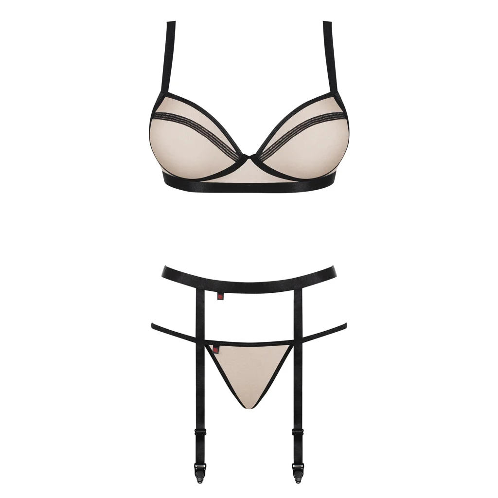 Dessous-Set in Hautfarbe NUDELIA 3-teiliges Set von Obsessive, Dessous Greifstachler Dessous-Set in Hautfarbe NUDELIA 3-teiliges Set von Obsessive, Dessous Greifstachler