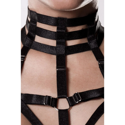 Harness-Set mit Gummibändern und transparentem Netzstoff von Grey Velvet , Dessous, Lingerie, Reizwäsche, sexy, erotisch, kaufen