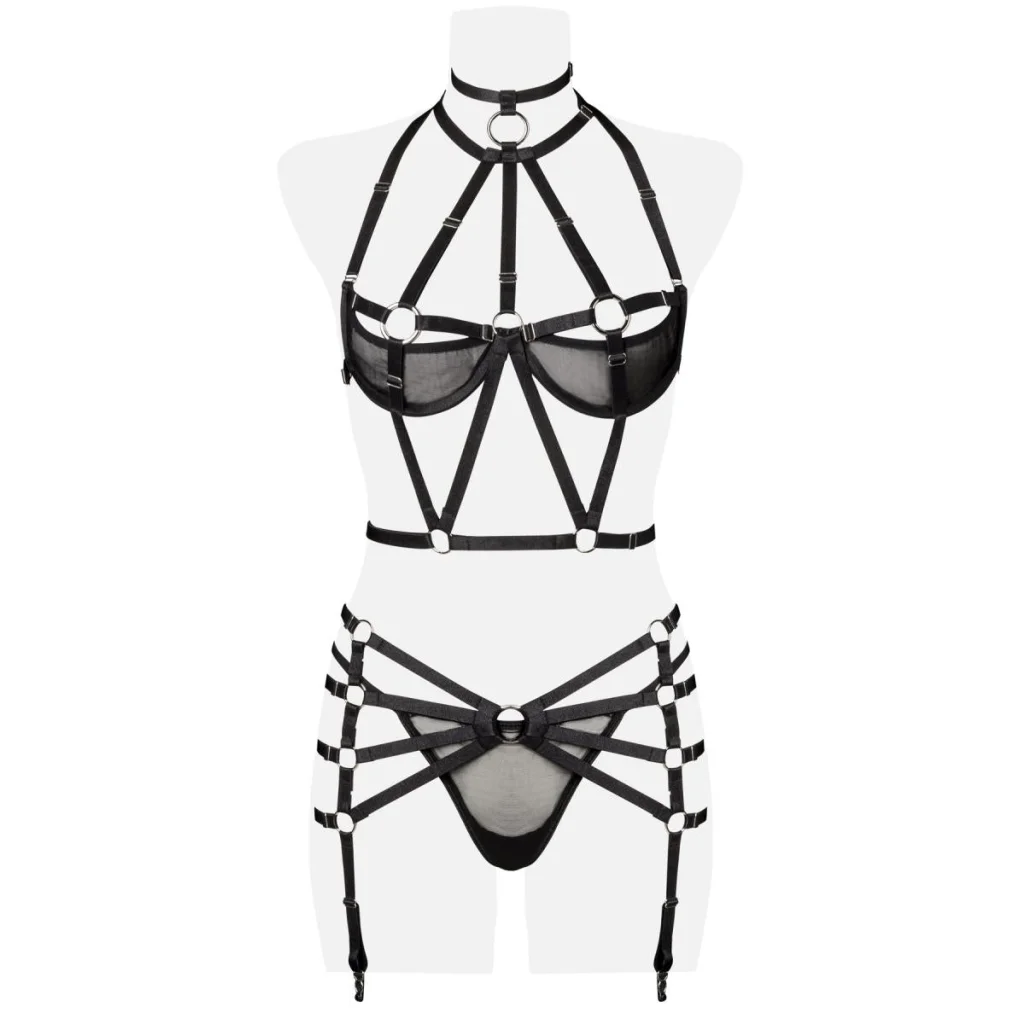 Erotiksets Harness Set mit Strapsgürtel 3-teilig von Grey Velvet Dessous Reizwäsche