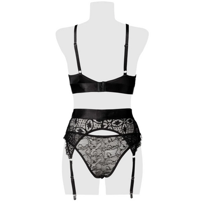 Reizwäsche in Schwarz mit Straps mit Spitze 3-teiliges Set von Grey Velvet , Dessous, Lingerie, Reizwäsche, sexy, erotisch, kaufen