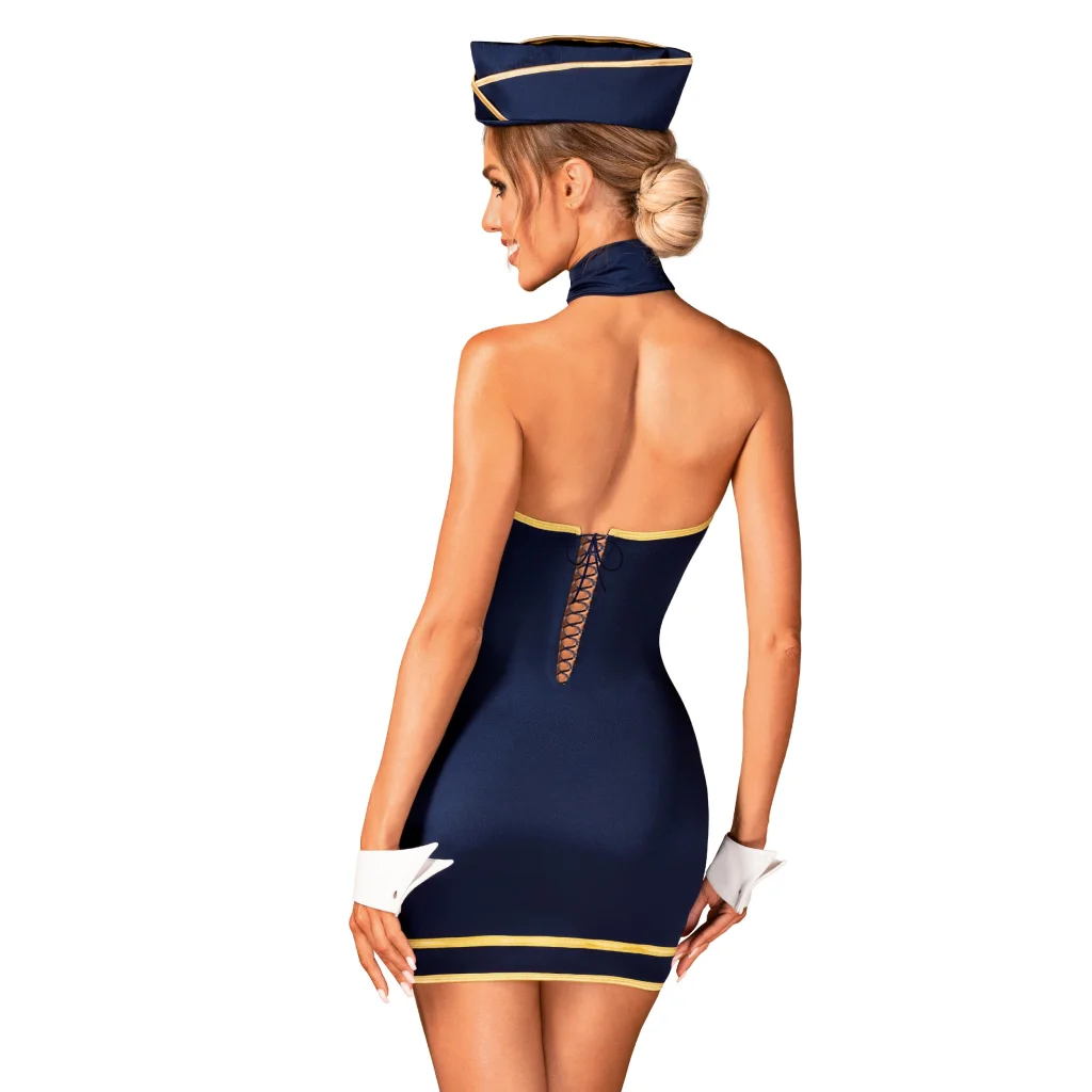Rollenspielkostüm Stewardess Uniform in Blau und Weiß sexy Kostüm von Obsessive
