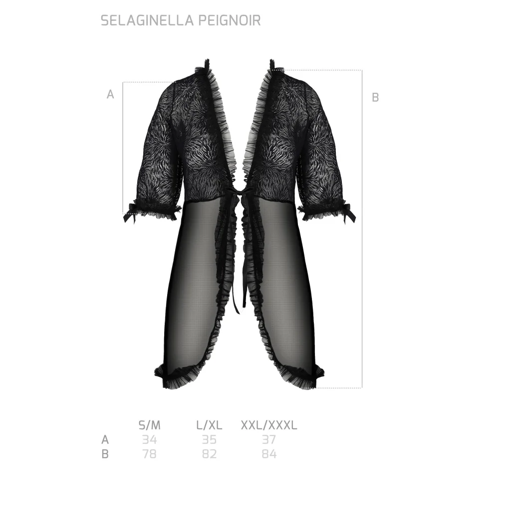 SELAGINELLA Peignoir Morgenmantel in Schwarz aus PASSION eco collection , Dessous, Lingerie, Reizwäsche, sexy, erotisch, kaufen