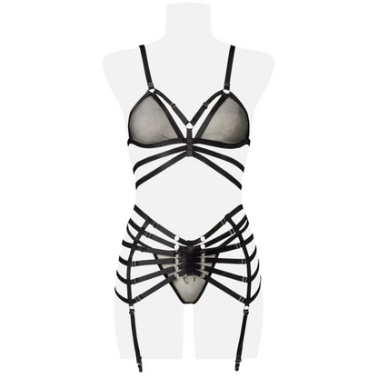 Erotiksets Straps-Bandage-Set 4-teilig mit Kette von Grey Velvet Dessous Reizwäsche