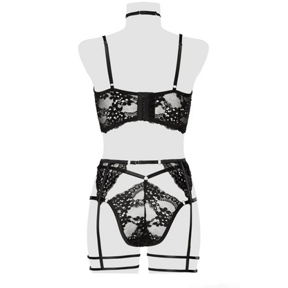 Straps-Set Dessous in Schwarz aus Spitze von Grey Velvet , Dessous, Lingerie, Reizwäsche, sexy, erotisch, kaufen