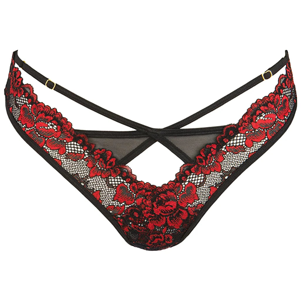 String in Rot-Schwarz aus Tüll und Spitze V-10028 von Axami , Dessous, Lingerie, Reizwäsche, sexy, erotisch, kaufen